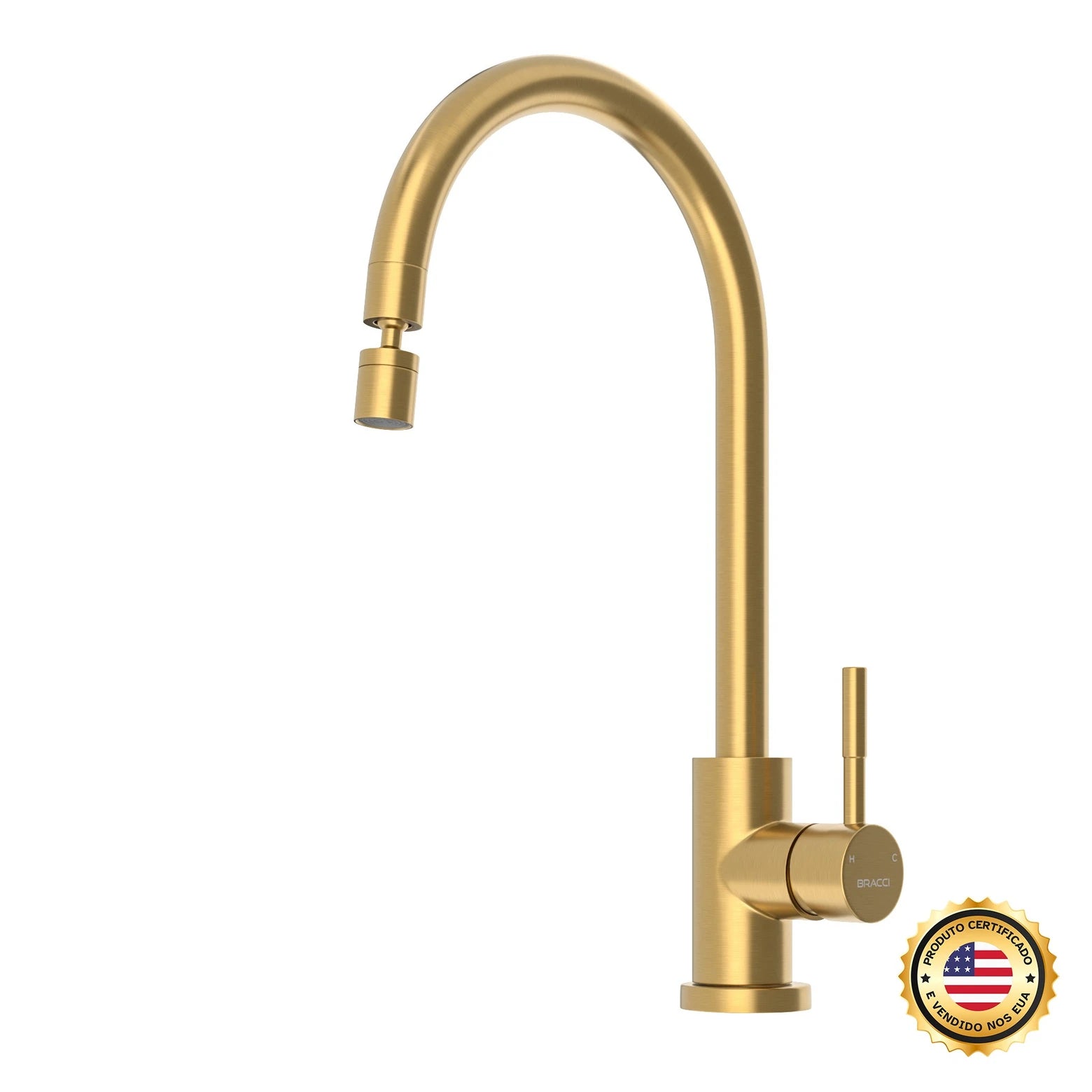 TORNEIRA MONOCOMANDO Q/F ST LOUISE BASIC DOURADO ESCOVADO – Bracci
