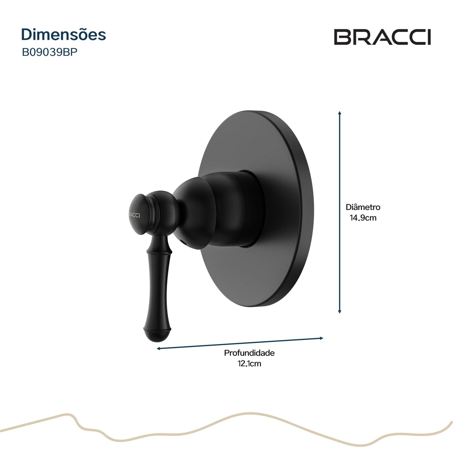 ACABAMENTO MONOCOMANDO CHUVEIRO CLÁSSICO PRETO