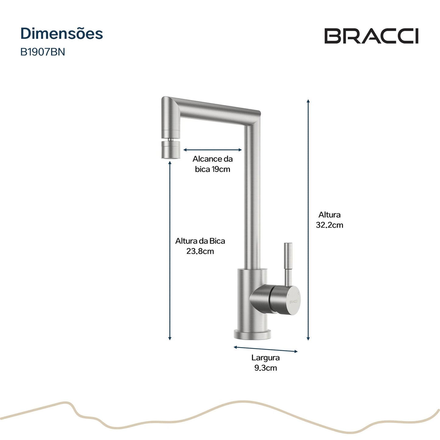 TORNEIRA MONOCOMANDO Q/F ST LOUISE BASIC AÇO ESCOVADO