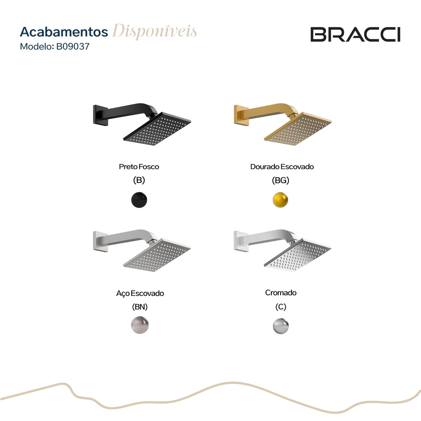 CHUVEIRO QUADRADO 15X15 AÇO ESCOVADO