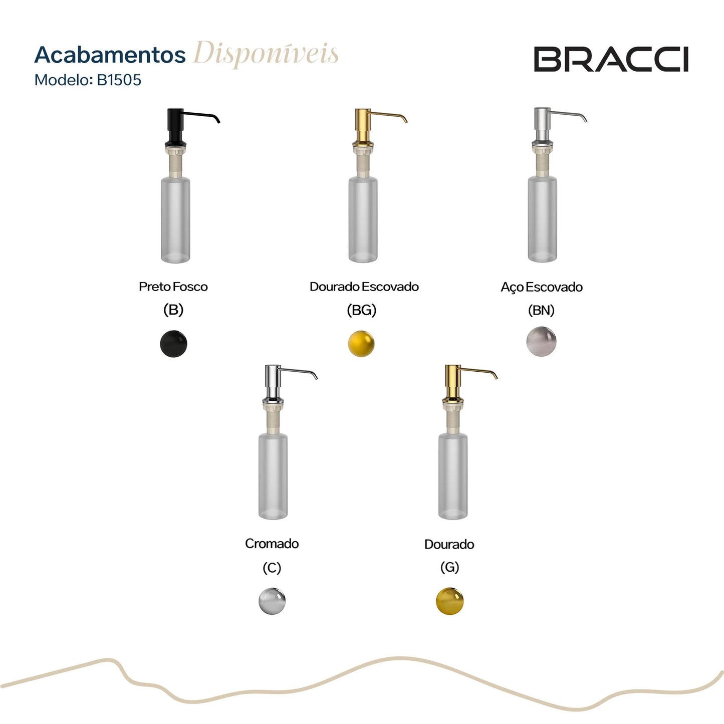 DISPENSER DE DETERGENTE DOURADO ESCOVADO
