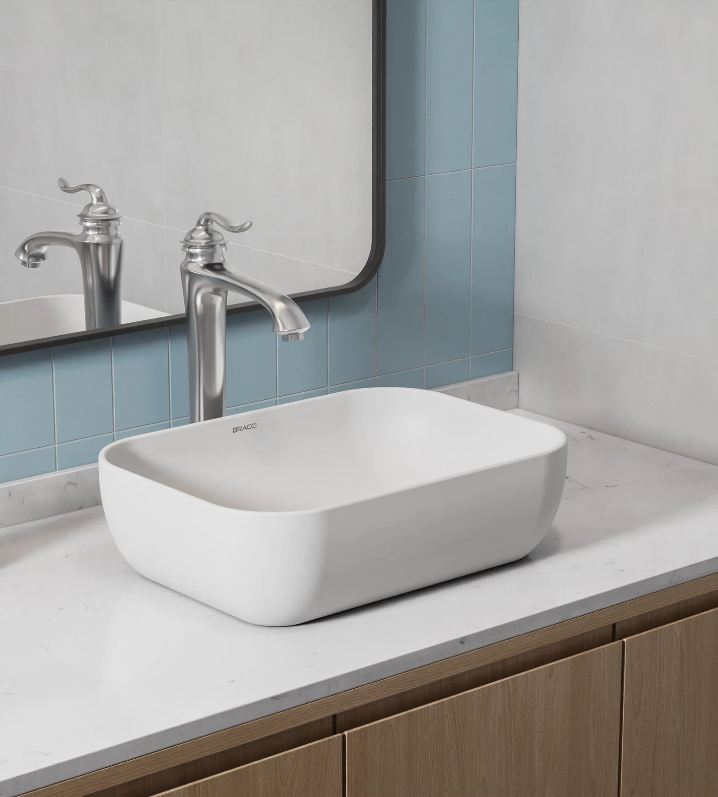 CUBA RETANGULAR CERÂMICA 46CM BRANCA