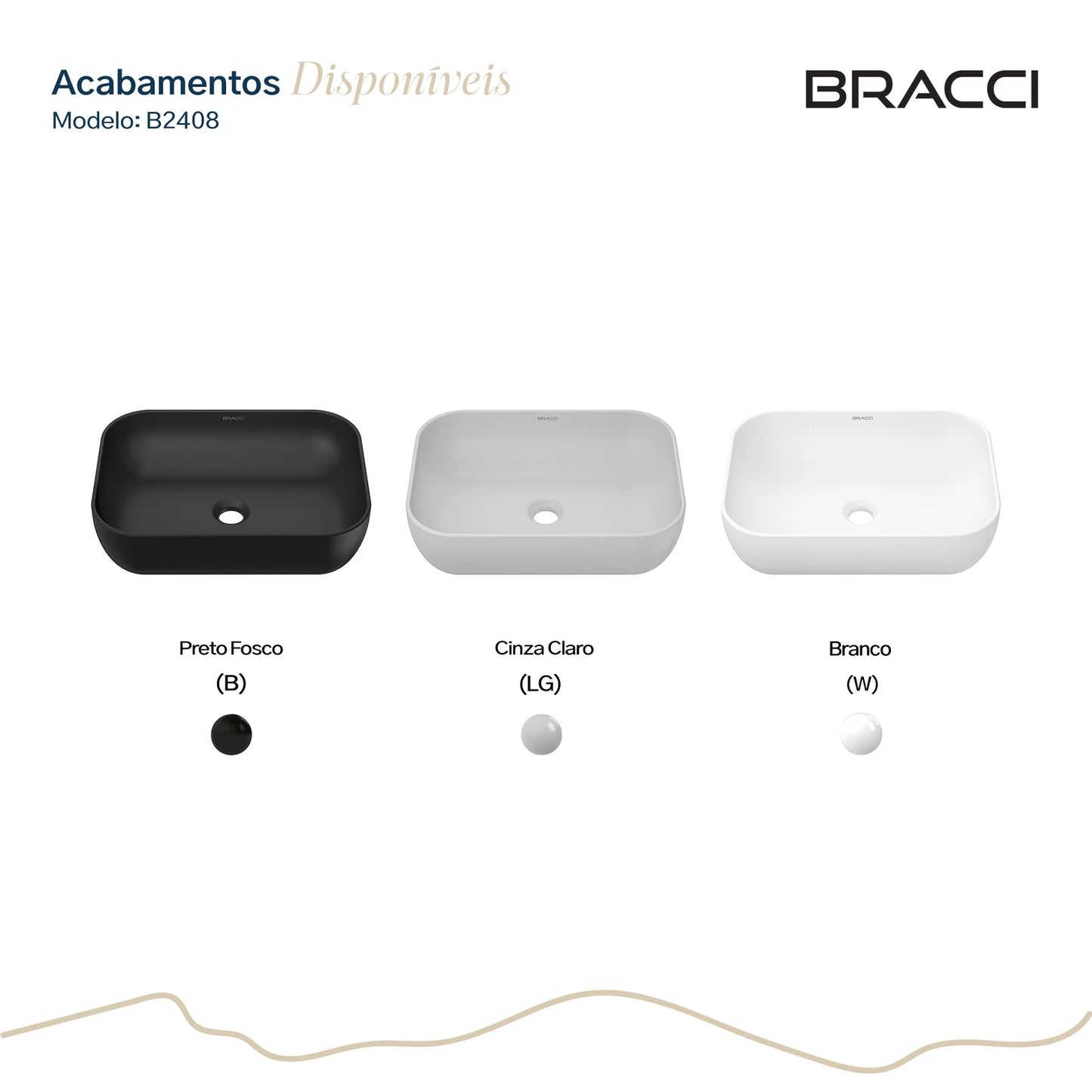 CUBA RETANGULAR CERÂMICA 46CM PRETO