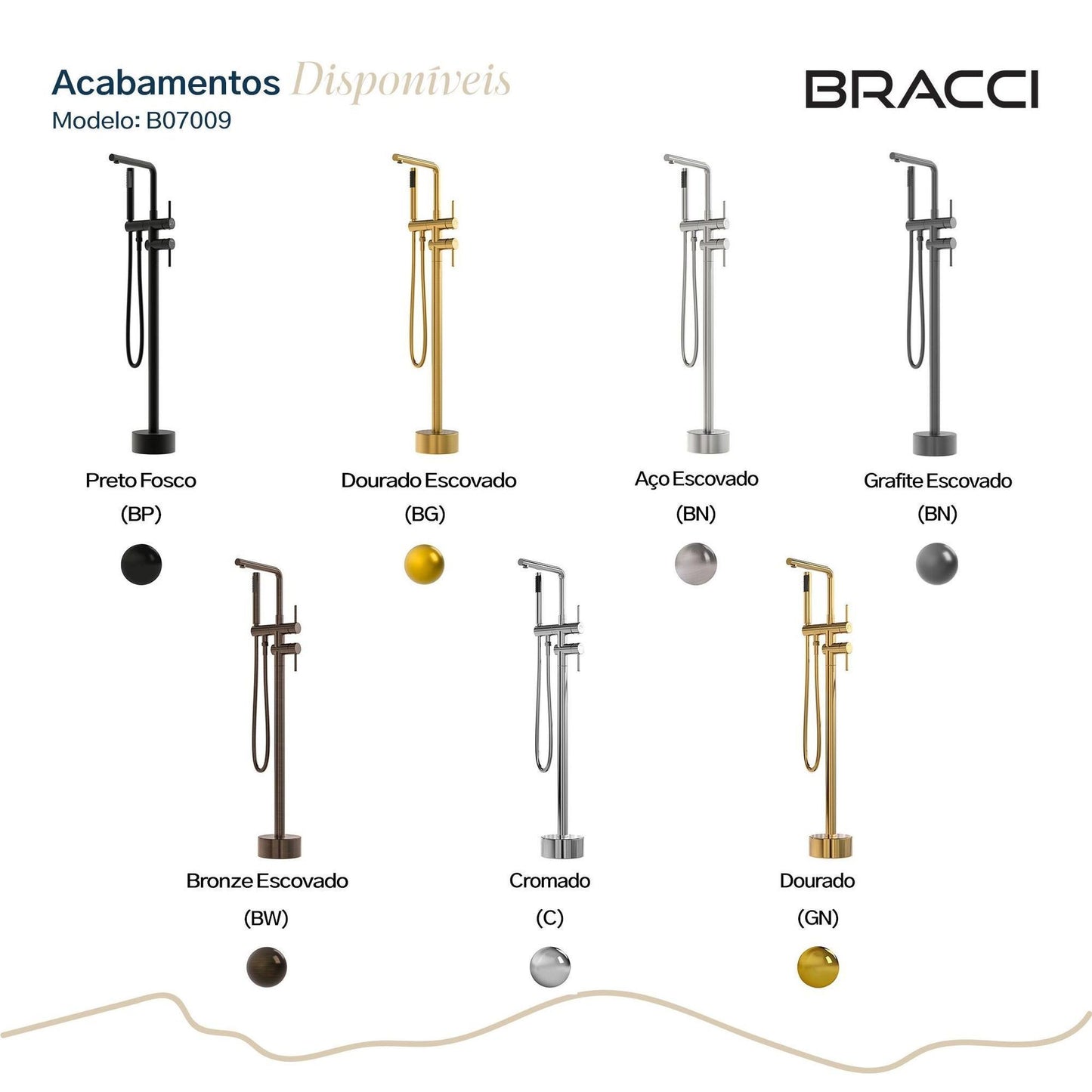 MISTURADOR MONOC PISO DOURADO PARA BANHEIRA NANOTECNOLOGIA