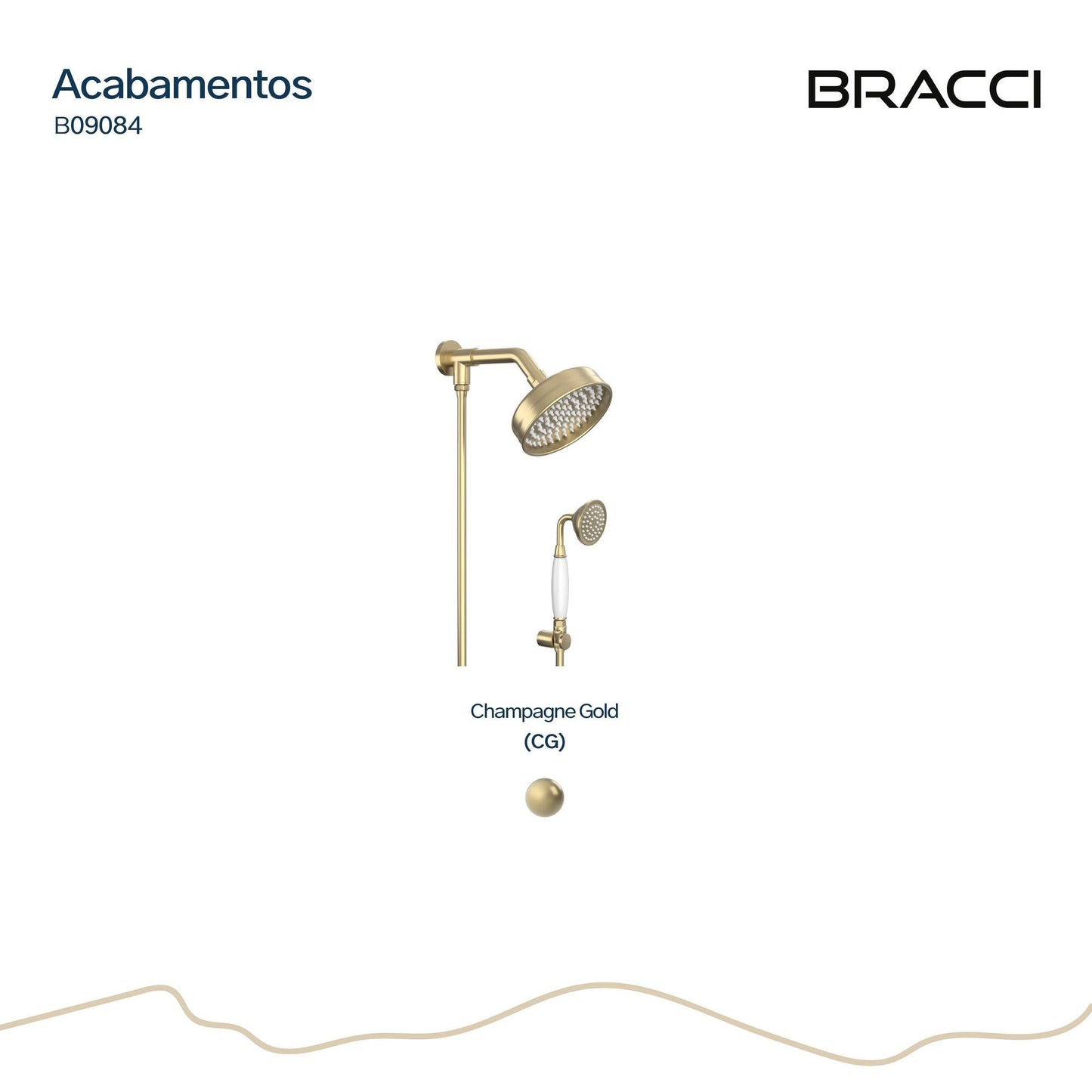 CHUVEIRO ST CLAIRE COM DESVIADOR CHAMPAGNE GOLD