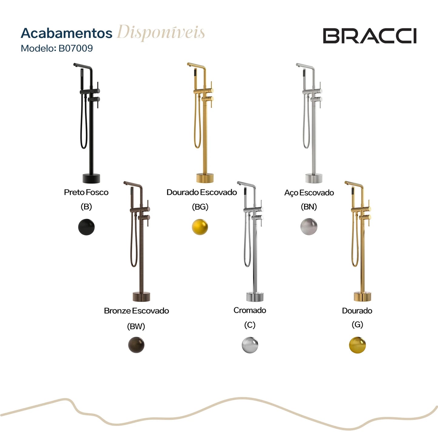 TORNEIRA MONOCOMANDO Q/F PARA BANHEIRAS AÇO ESCOVADO