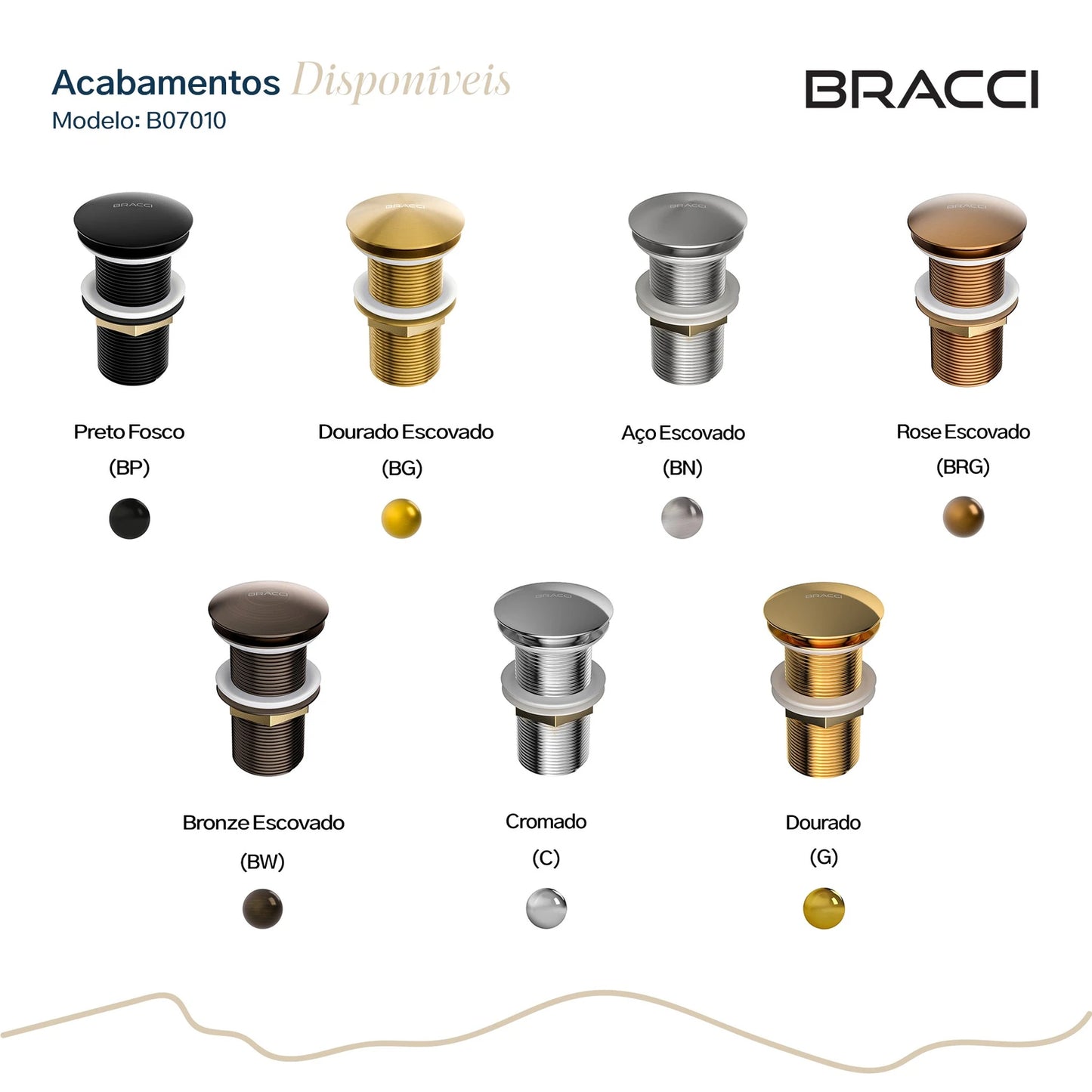 VÁLVULA DE ESCOAMENTO BRONZE ESCOVADO