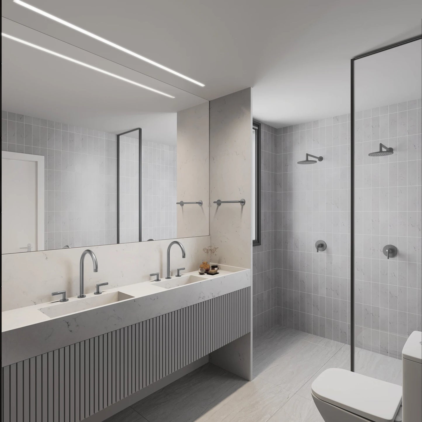 CHUVEIRO DE PAREDE ARIA GRAFITE ESCOVADO