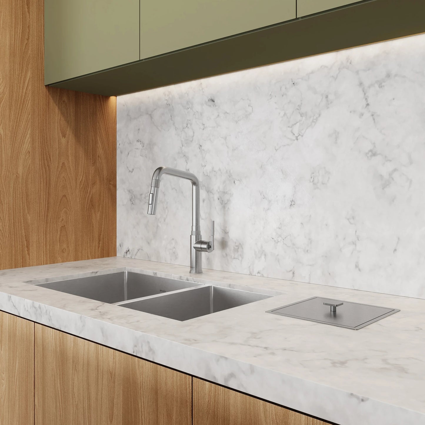 LIXEIRA DE BANCADA DE EMBUTIR AÇO ESCOVADO