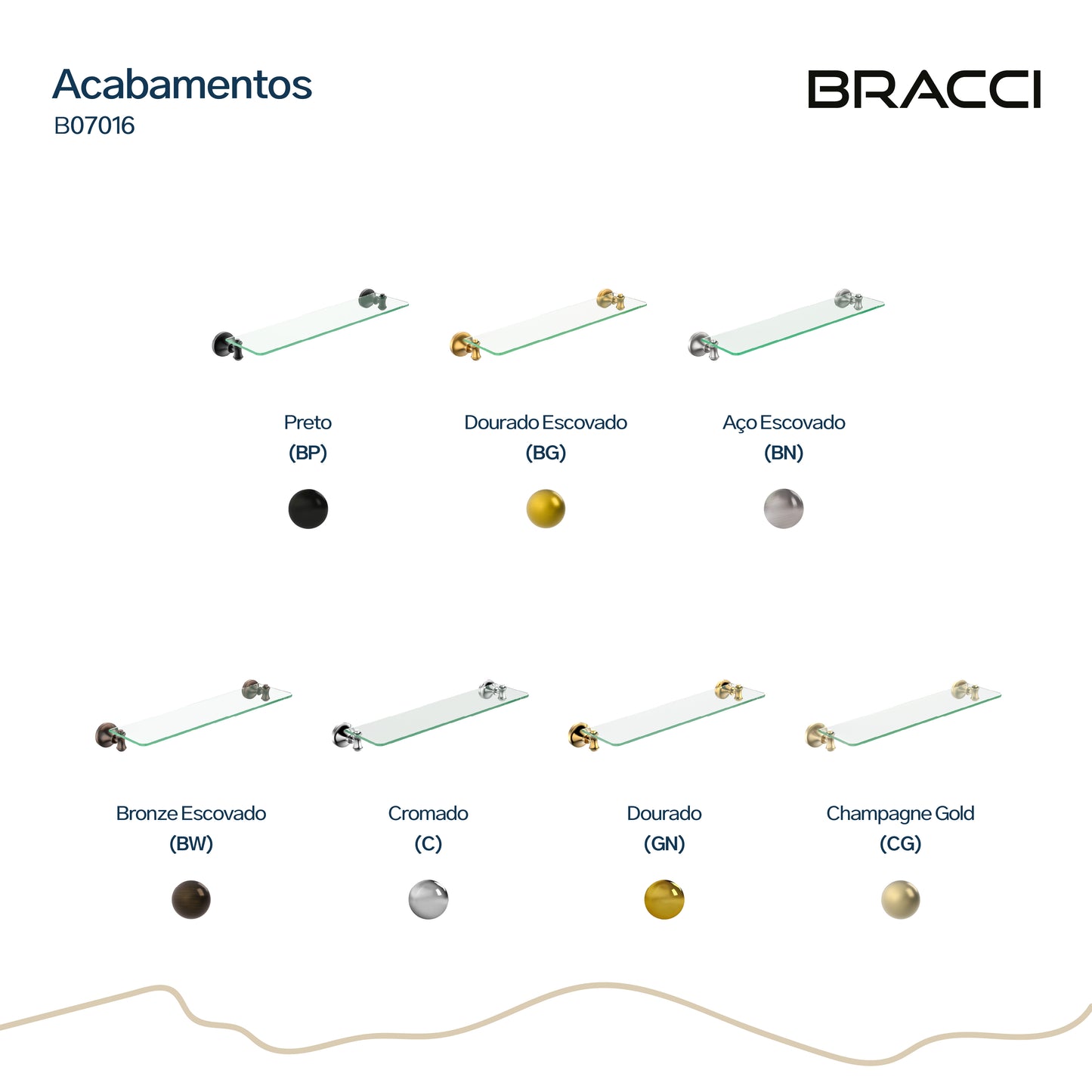 PRATELEIRA VIDRO BRONZE ESCOVADO