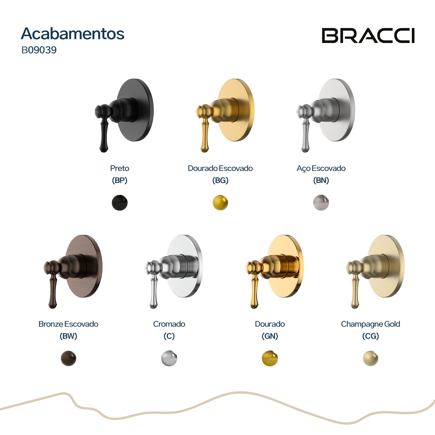 ACABAMENTO MONOCOMANDO CHUVEIRO CLÁSSICO DOURADO ESCOVADO