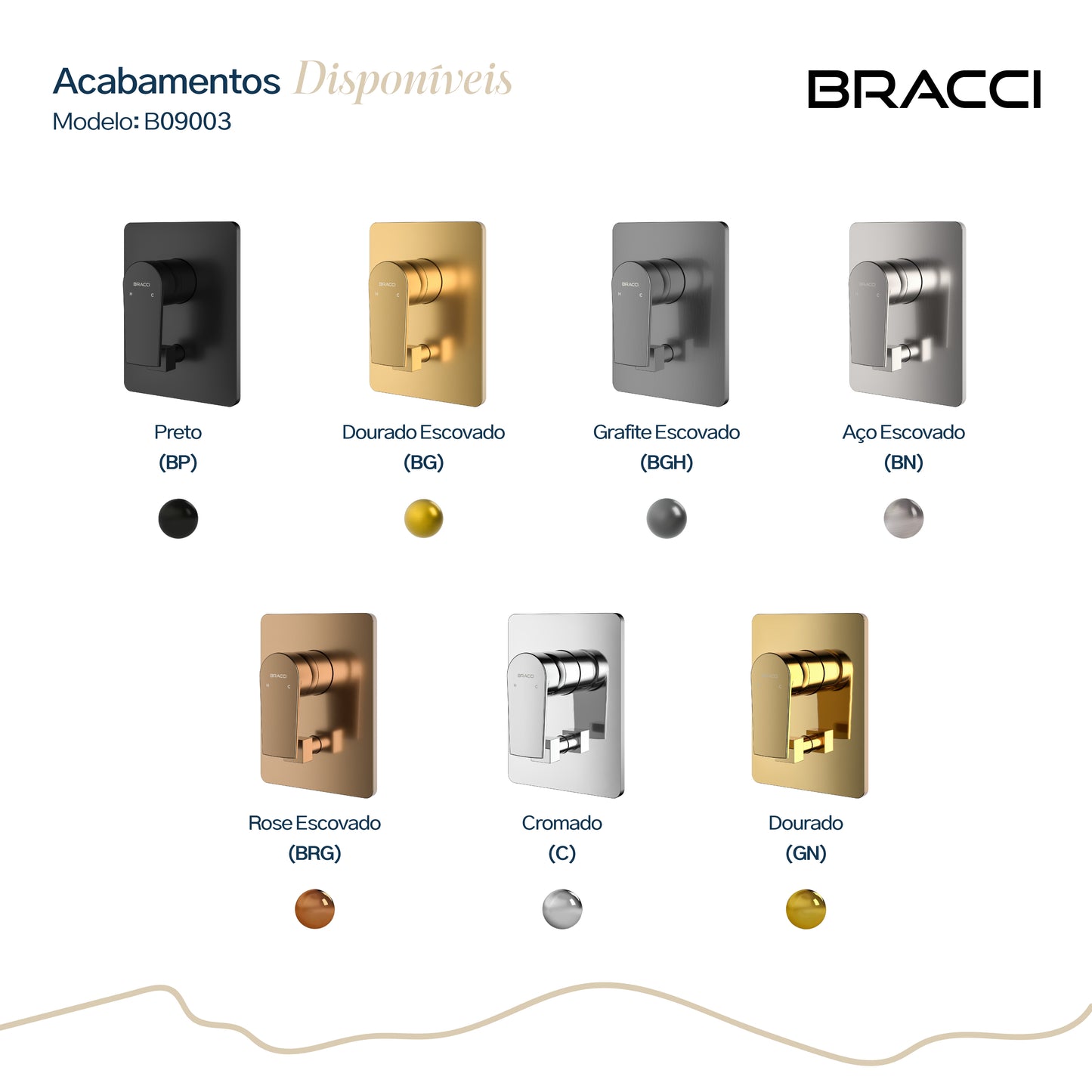 ACABAMENTO MONOCOMANDO CHUVEIRO COM DESVIADOR DOURADO ESCOVADO