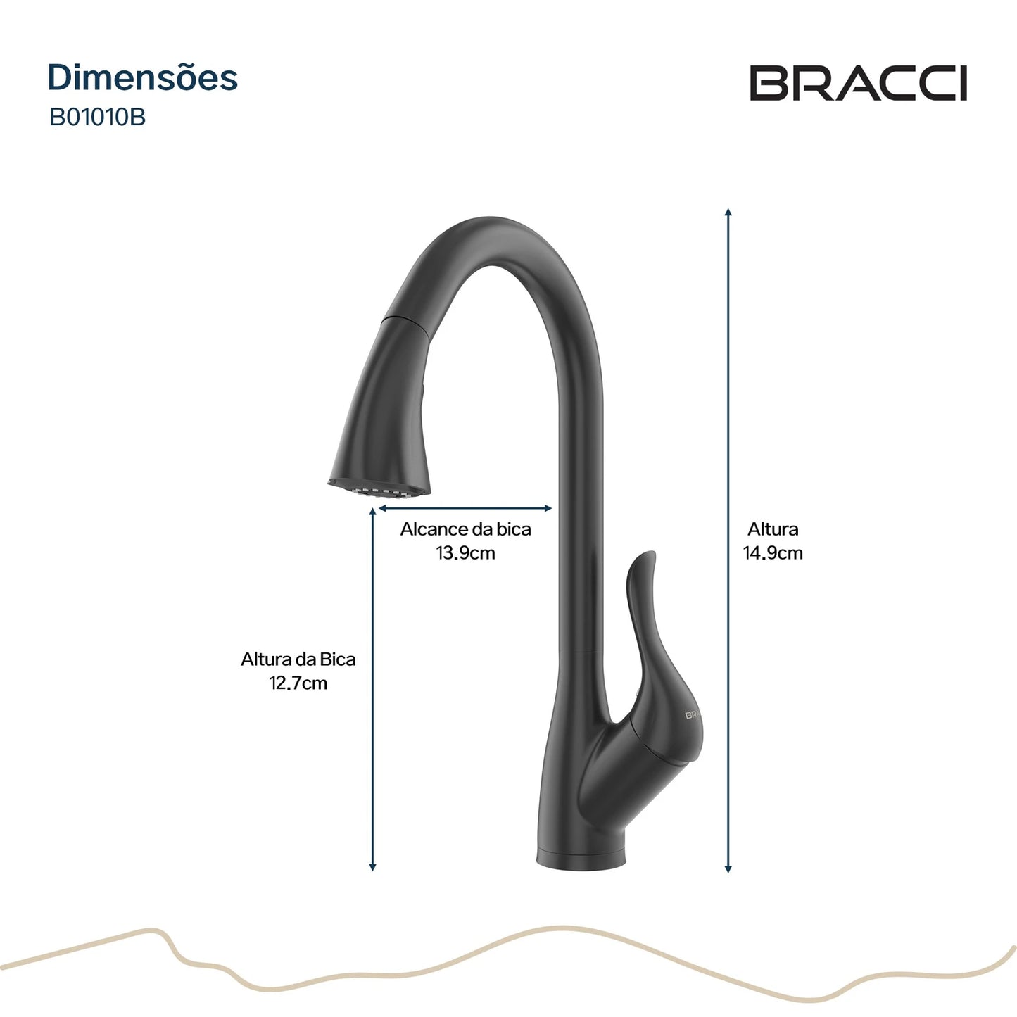 TORNEIRA MONOCOMANDO Q/F ST LOUISE PRETO