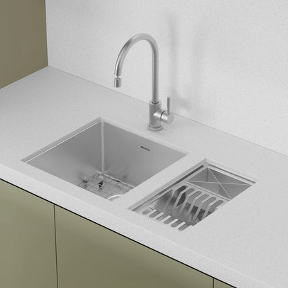 KIT CUBA DE COZINHA 43 CM + CALHA ORGANIZADORA AÇO ESCOVADO