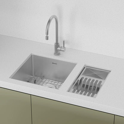 KIT CUBA DE COZINHA 43 CM + CALHA ORGANIZADORA AÇO ESCOVADO