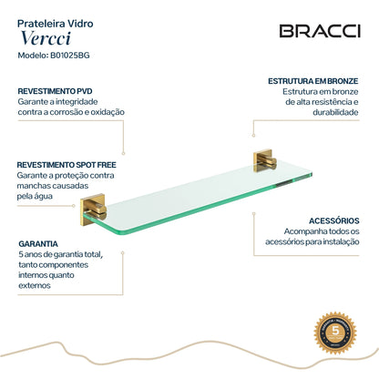 PRATELEIRA VIDRO DOURADO ESCOVADO VERCCI