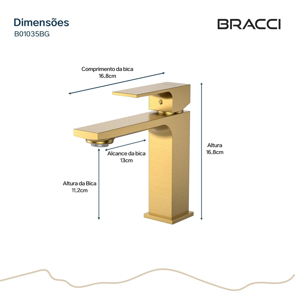 TORNEIRA MONOCOMANDO Q/F VENZA SLIM BAIXO DOURADO ESCOVADO