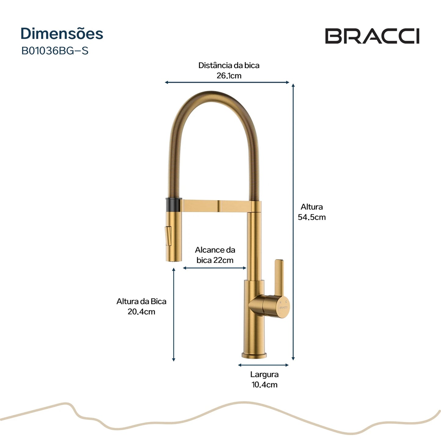 TORNEIRA MONOCOMANDO Q/F LA BELLE SPRING DOURADO ESCOVADO
