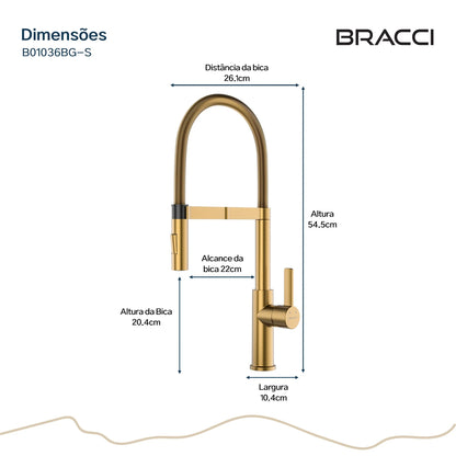 TORNEIRA MONOCOMANDO Q/F LA BELLE SPRING DOURADO ESCOVADO