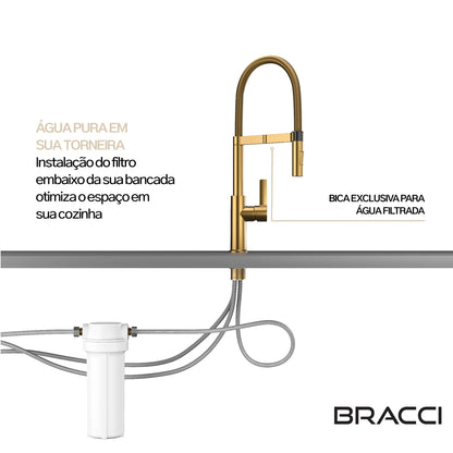 TORNEIRA MONOCOMANDO Q/F LA BELLE SPRING DOURADO ESCOVADO