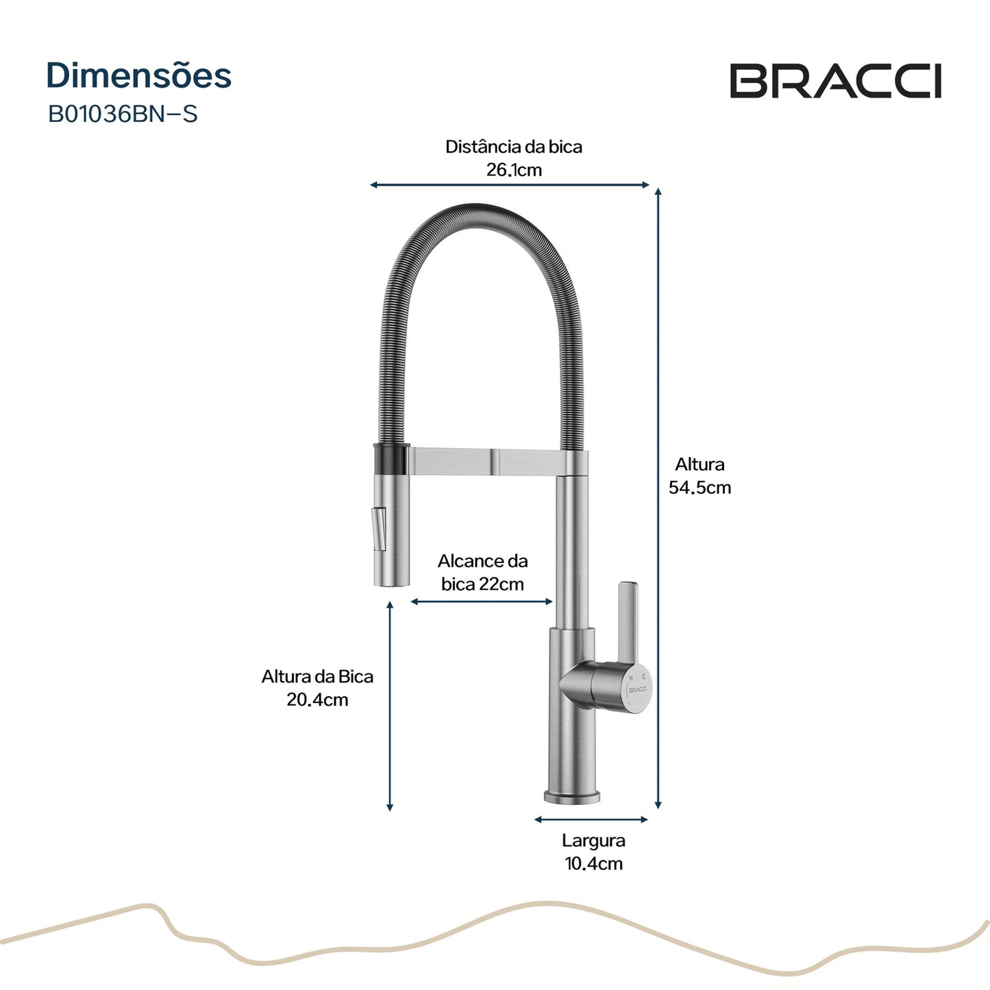 TORNEIRA MONOCOMANDO Q/F LA BELLE SPRING AÇO ESCOVADO