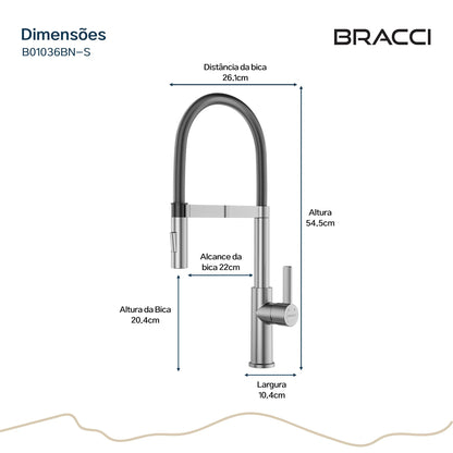 TORNEIRA MONOCOMANDO Q/F LA BELLE SPRING AÇO ESCOVADO