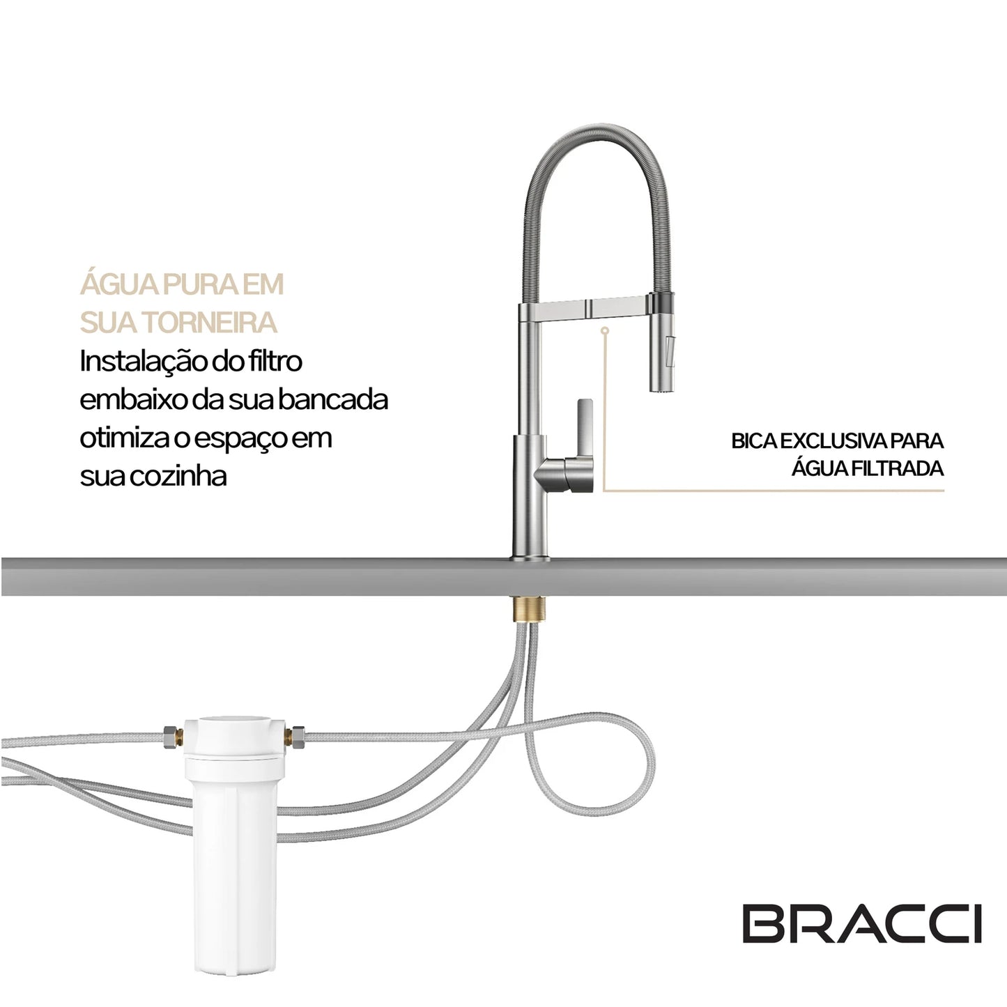 TORNEIRA MONOCOMANDO Q/F LA BELLE SPRING AÇO ESCOVADO