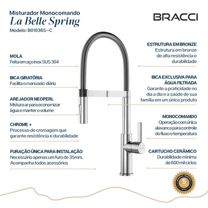 TORNEIRA MONOCOMANDO Q/F LA BELLE SPRING CROMADO