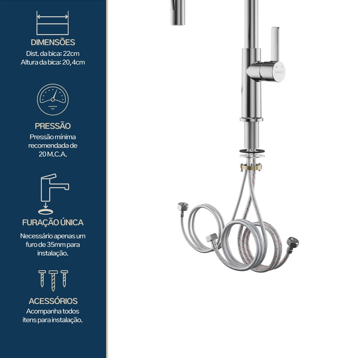 TORNEIRA MONOCOMANDO Q/F LA BELLE SPRING CROMADO