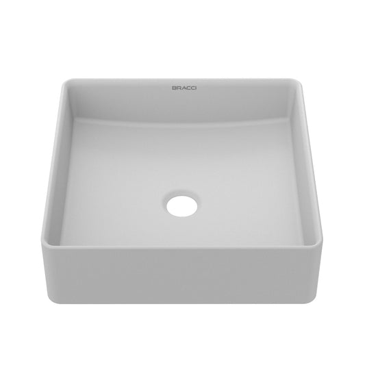 CUBA QUADRADA CERÂMICA 36CM CINZA CLARO