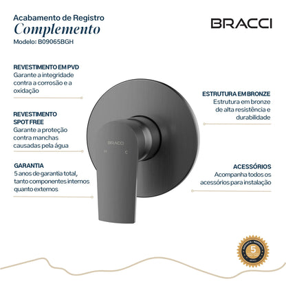 ACABAMENTO MONOCOMANDO CHUVEIRO DOCOL 3/4 GRAFITE ESCOVADO