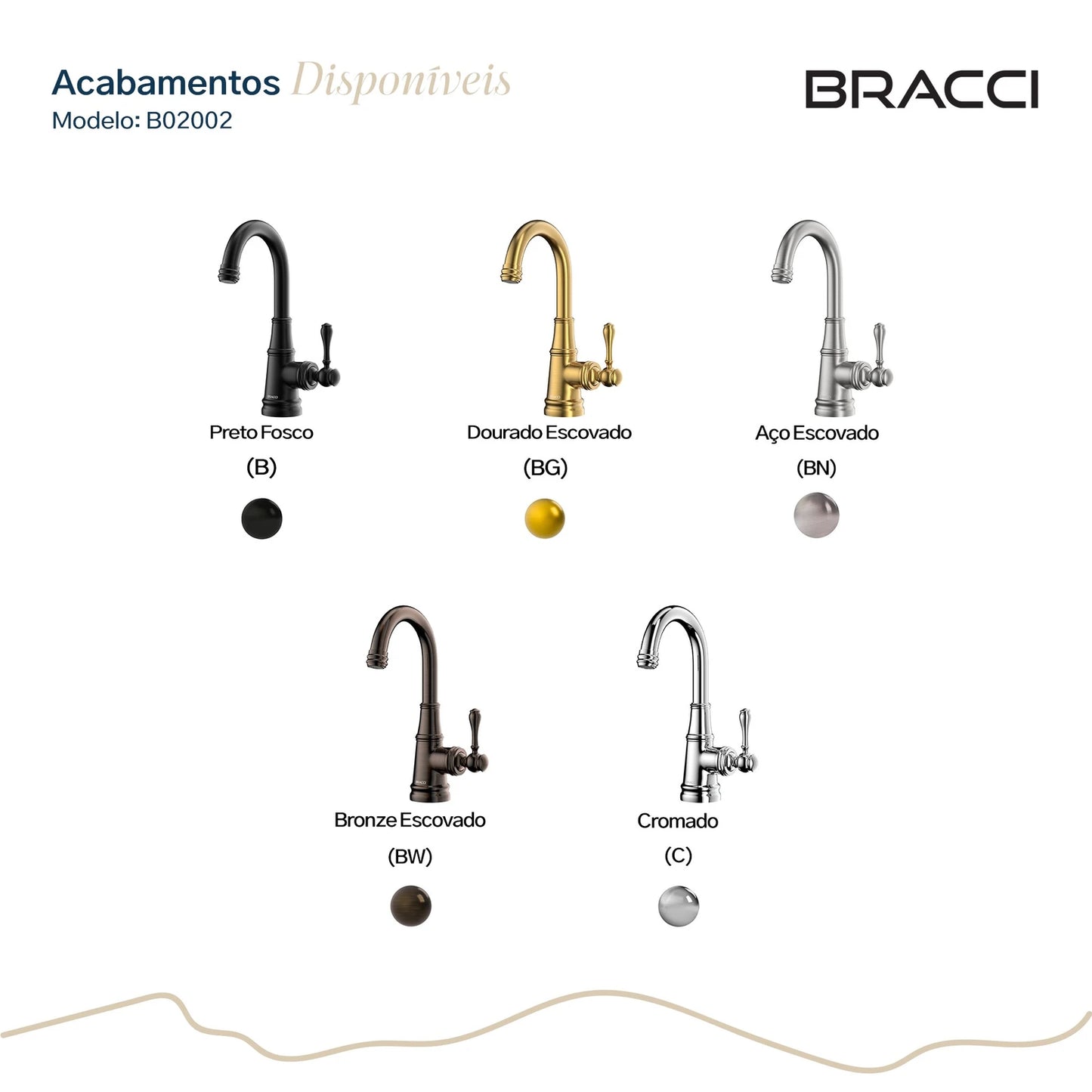 TORNEIRA MONOCOMANDO Q/F ST CLAIRE DOURADO ESCOVADO