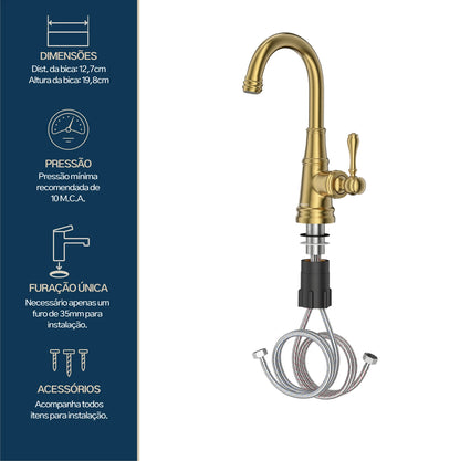 TORNEIRA MONOCOMANDO Q/F ST CLAIRE DOURADO ESCOVADO