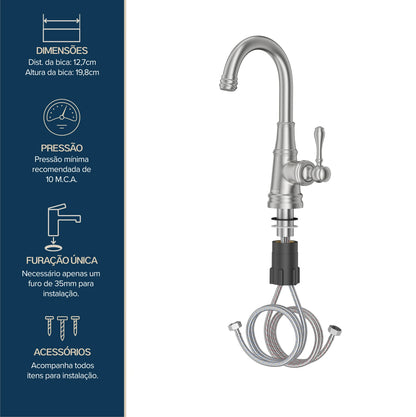 TORNEIRA MONOCOMANDO Q/F ST CLAIRE AÇO ESCOVADO