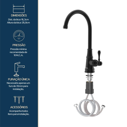 TORNEIRA MONOCOMANDO Q/F ST CLAIRE PRETO