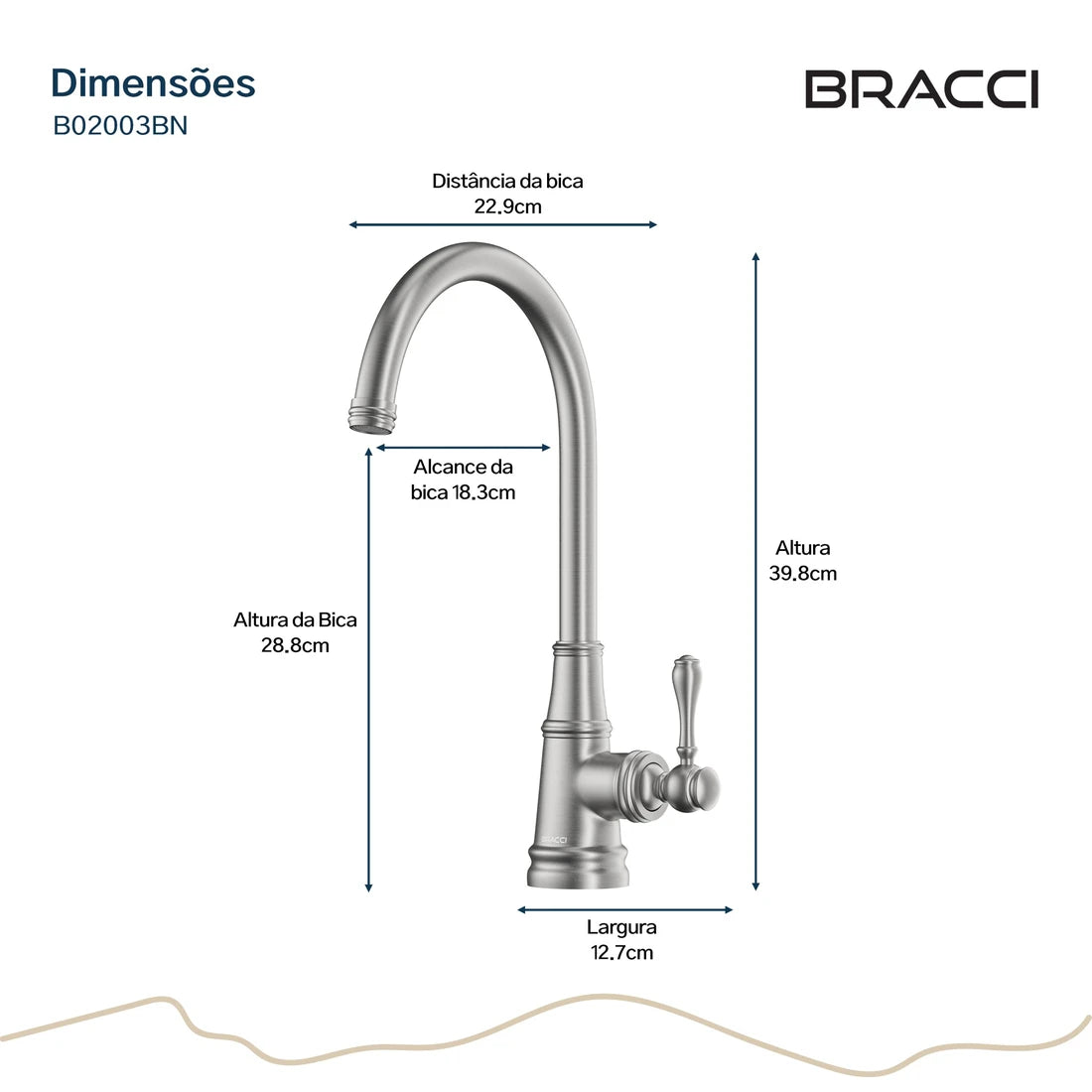 TORNEIRA MONOCOMANDO Q/F ST CLAIRE AÇO ESCOVADO