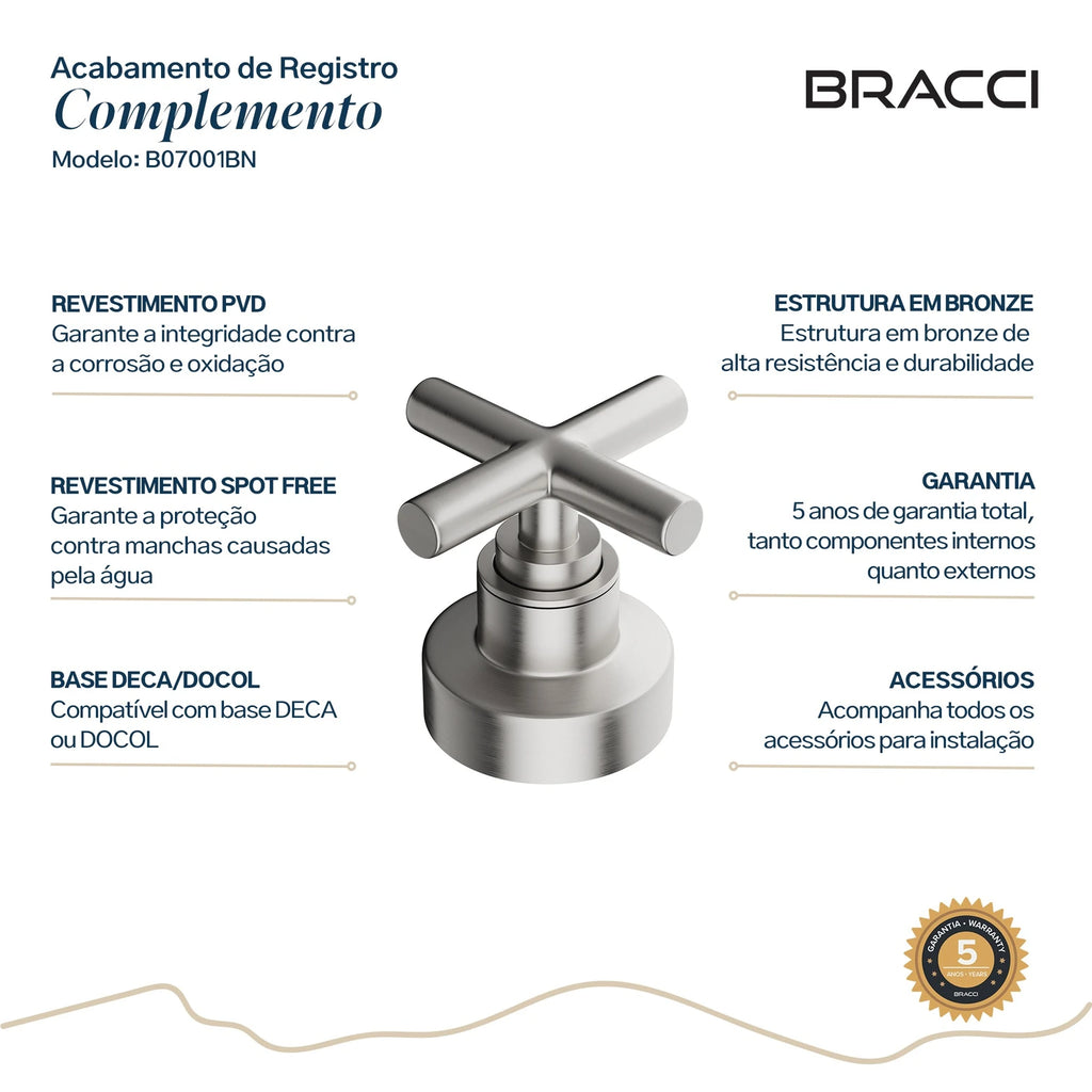 ACABAMENTO DE REGISTRO AÇO ESCOVADO