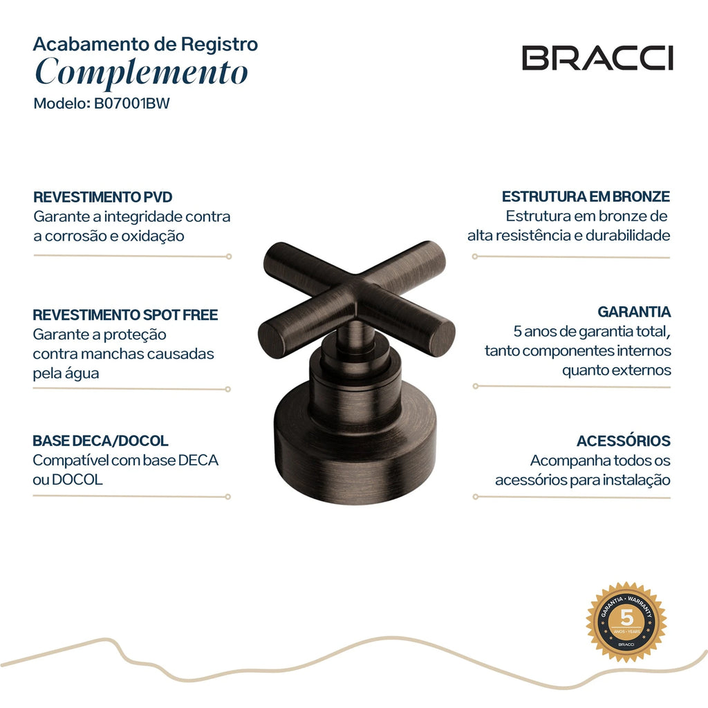 ACABAMENTO DE REGISTRO BRONZE ESCOVADO