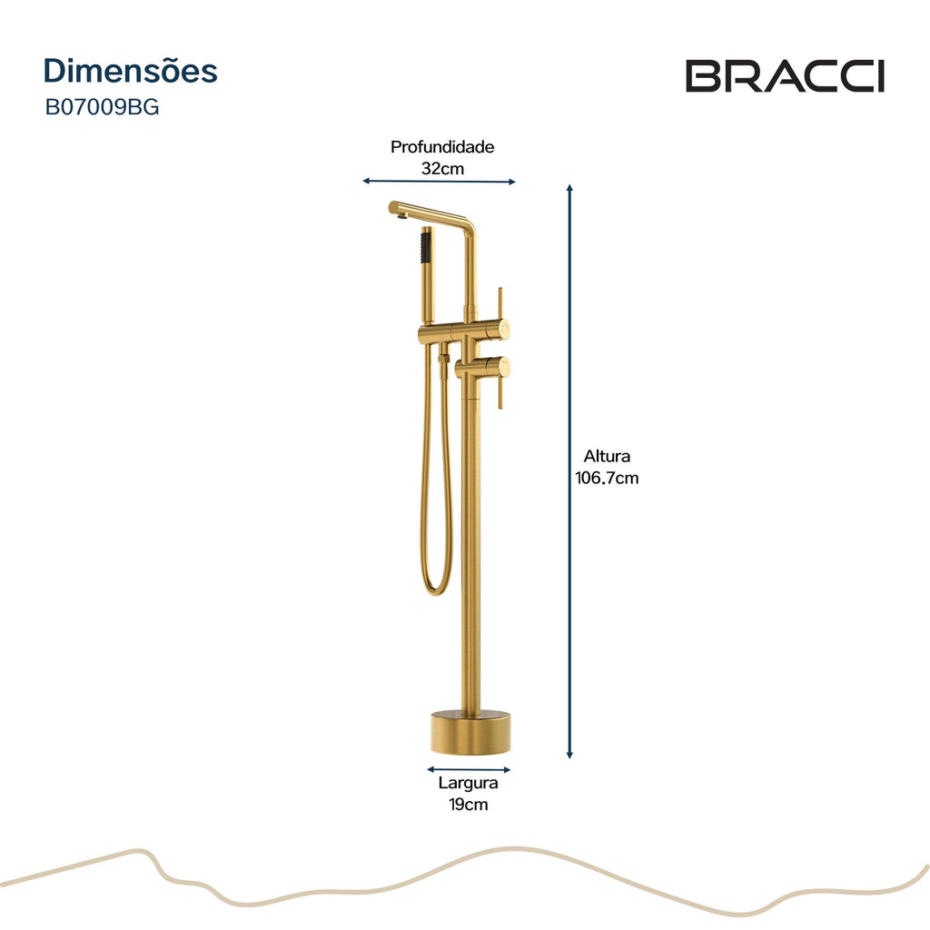 TORNEIRA MONOCOMANDO Q/F PARA BANHEIRAS DOURADO ESCOVADO