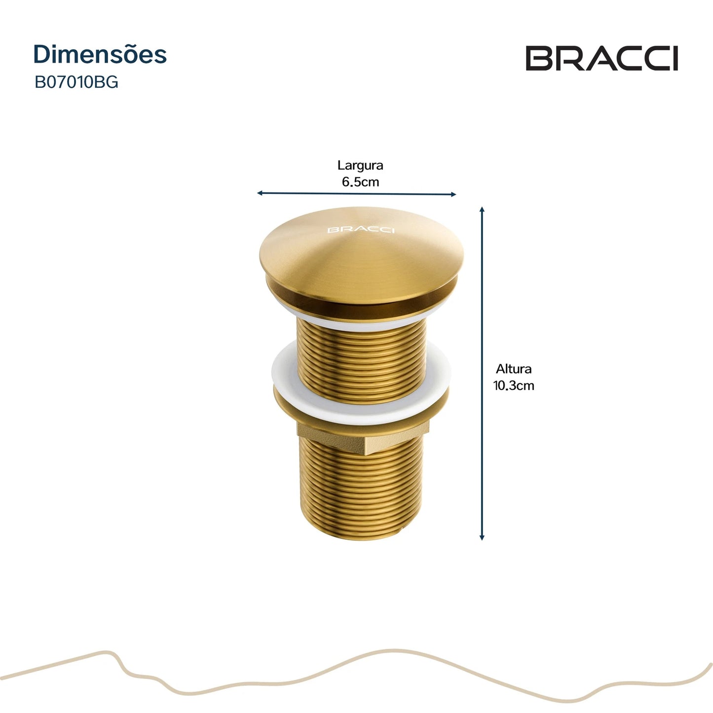 VÁLVULA DE ESCOAMENTO DOURADO ESCOVADO