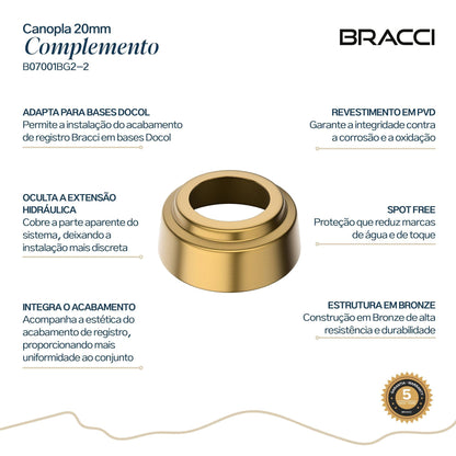 CANOPLA ACABAMENTO DE REGISTRO DOURADO ESCOVADO 20MM