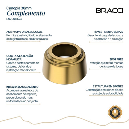CANOPLA ACABAMENTO DE REGISTRO 30MM DOURADO ESCOVADO