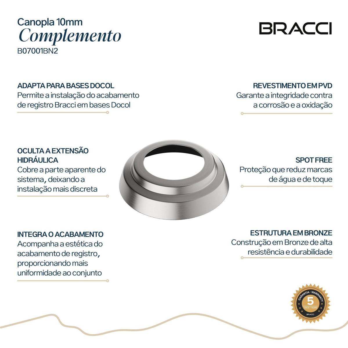 CANOPLA ACABAMENTO DE REGISTRO AÇO ESCOVADO