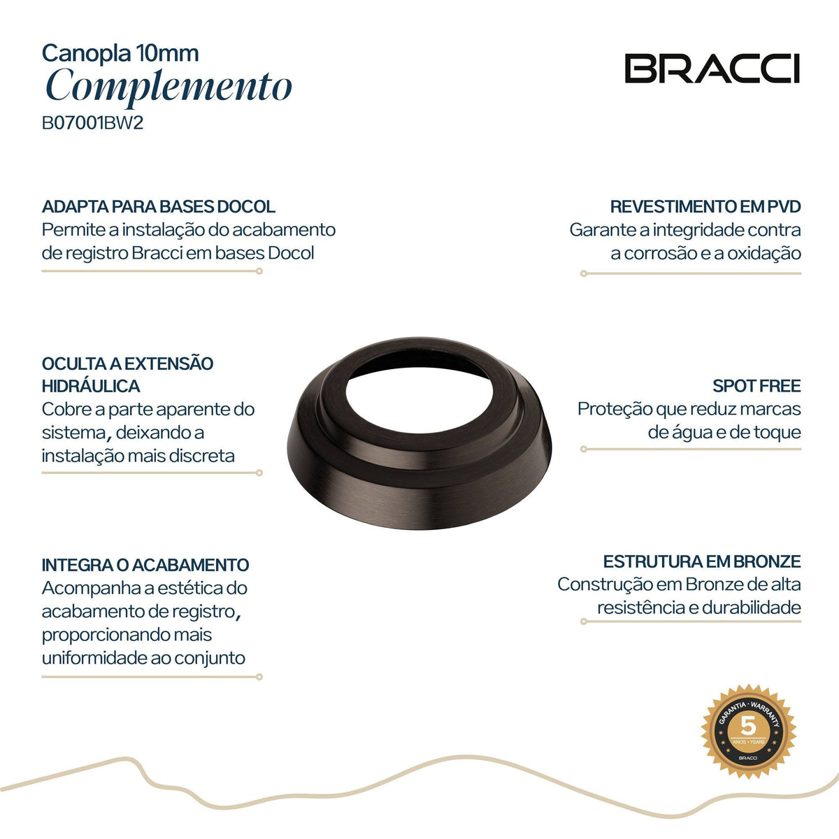 CANOPLA ACABAMENTO DE REGISTRO BRONZE ESCOVADO