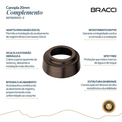 CANOPLA ACABAMENTO DE REGISTRO BRONZE ESCOVADO 20MM