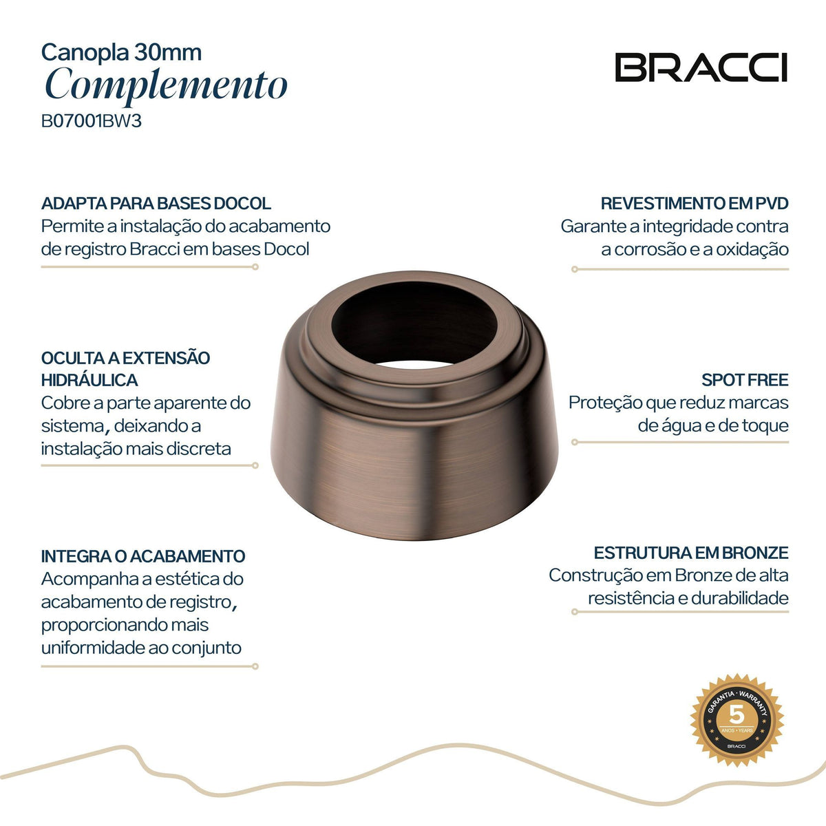 CANOPLA ACABAMENTO DE REGISTRO 30MM BRONZE ESCOVADO