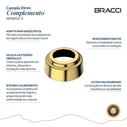 CANOPLA ACABAMENTO DE REGISTRO DOURADO 20MM