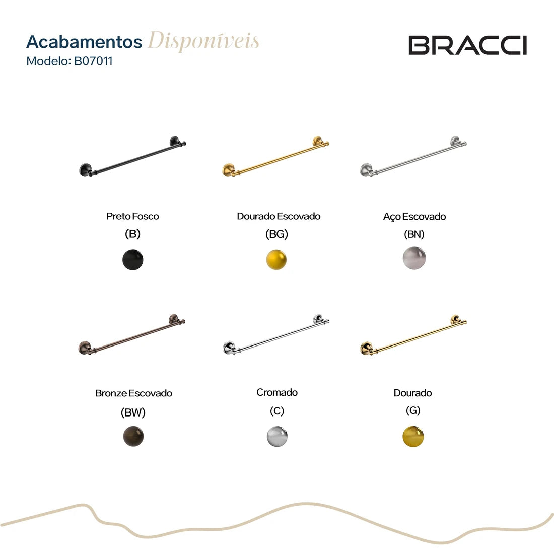 TOALHEIRO SIMPLES ST CLAIRE DOURADO ESCOVADO