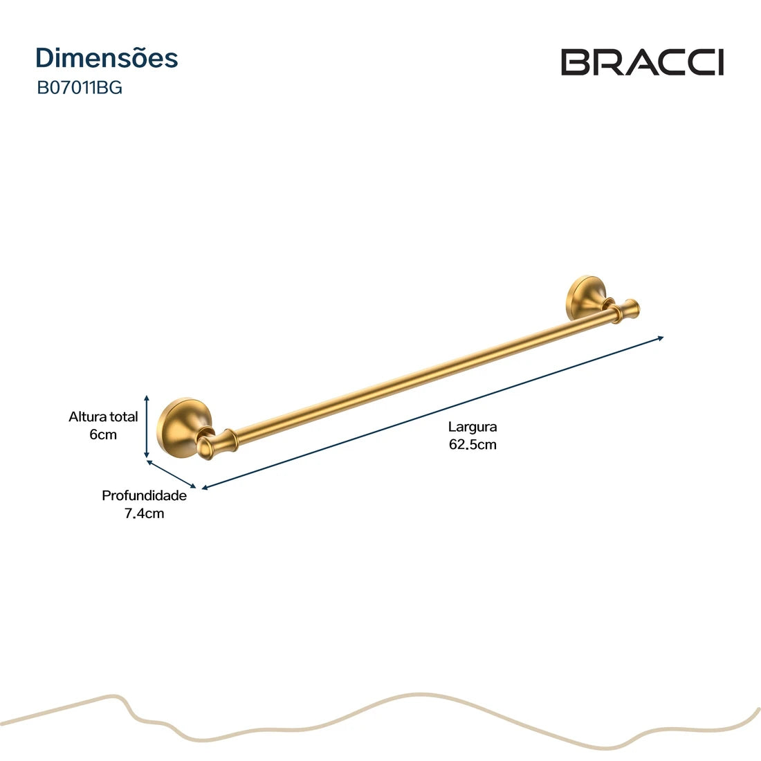 TOALHEIRO SIMPLES ST CLAIRE DOURADO ESCOVADO