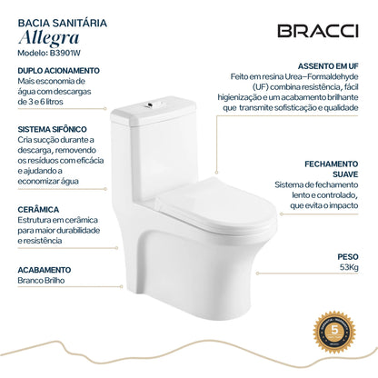 BACIA SANITÁRIA MONOBLOCO ALLEGRA BRANCA